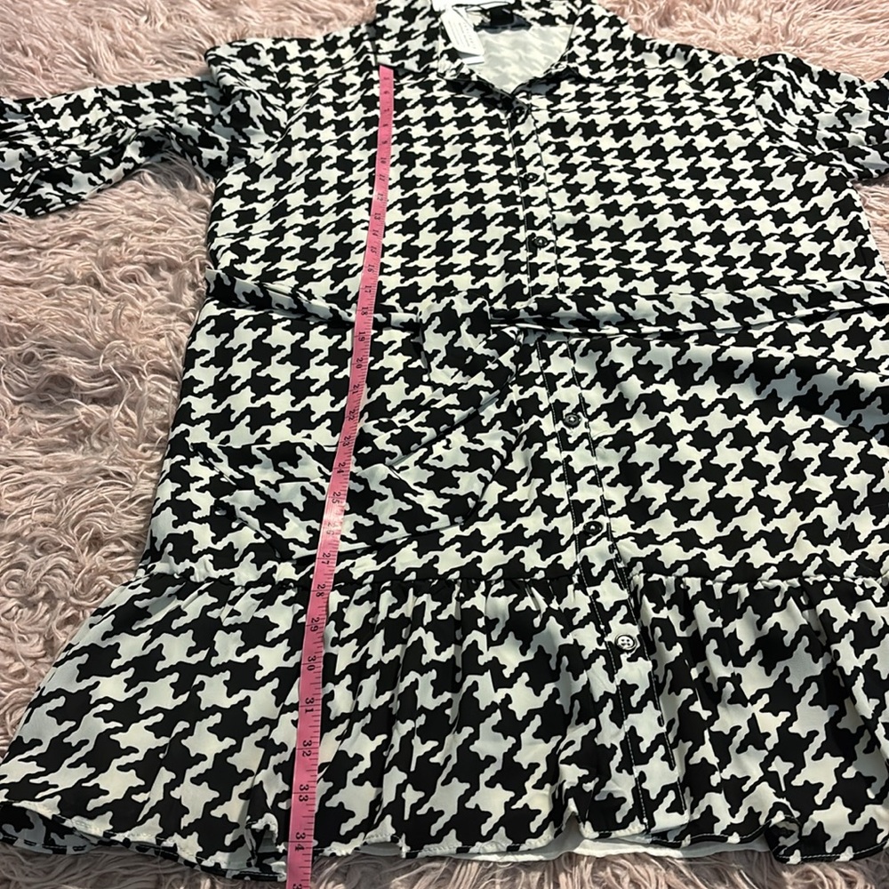 NWT Sanctuary Houndstooth Tiered Ruffle Shirt Dress - Picture 9 of 11